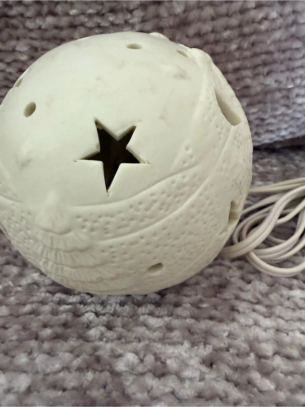 Light Up Nativity Scene with Stars Tan Round Christmas Ornament